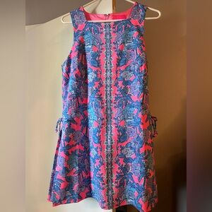 Lilly Pulitzer romper. Donna Square neck size 8 palm Paradise.  Soleil pink